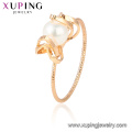 15429 xuping chine en gros belle bague conceptions pour femmes réglage blanc perle attrayante 18 k plaqué or bague